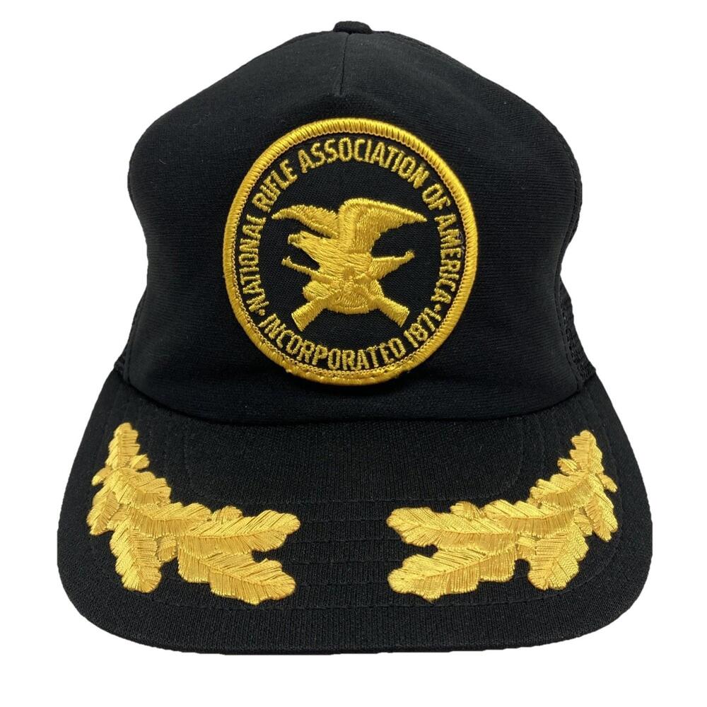 Vintage NRA Hat Snapback National Rifle Association Black Trucker 70s 80s USA